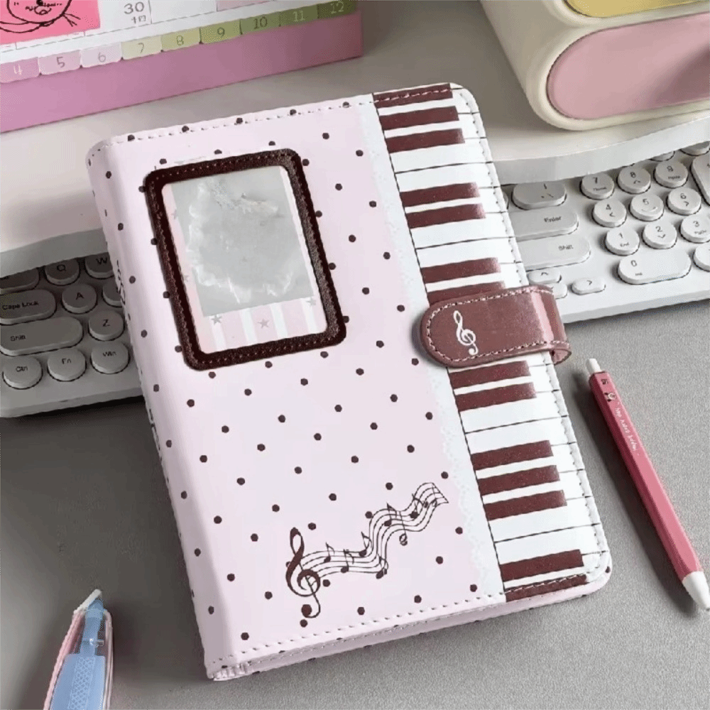 Notebook Dotted A5 - สมุดบันทึกแบบมีปกเป็นลายจุด ขนาด A5 สำหรับใส่การ์ดรูปไอดอล Kpop ปกหนัง