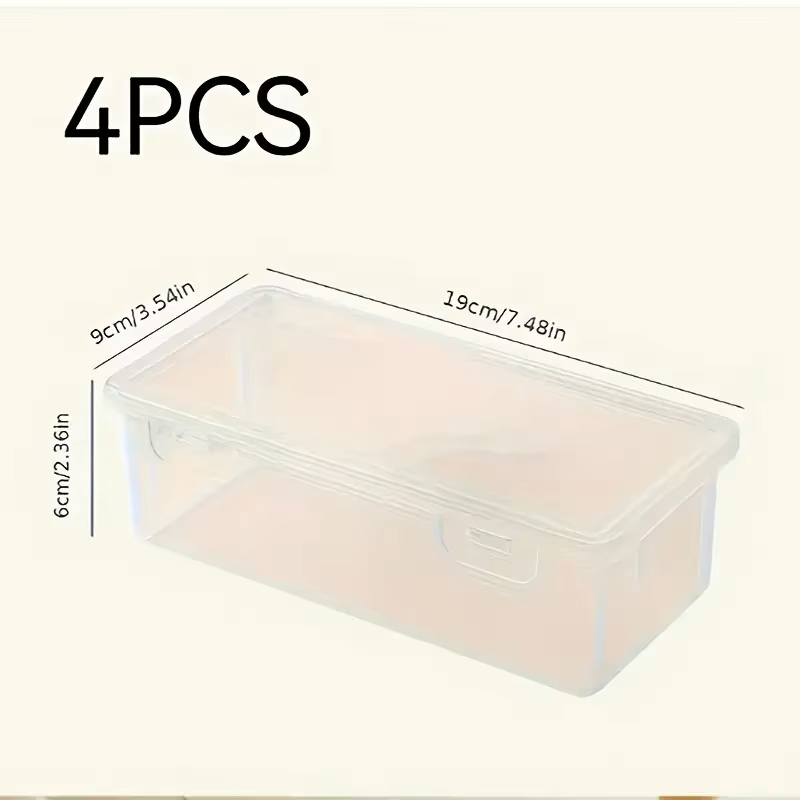 Stationery And Office Supply Stores - กล่องเก็บของ PP ใสขนาดใหญ่ 4 ใบพร้อมฝาปิด ใช้สำหรับเก็บอุปกรณ์สำนักงาน