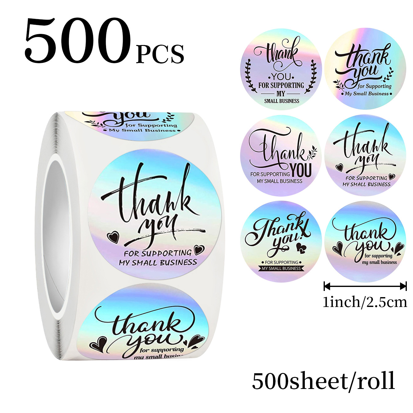 JCAC สติกเกอร์ขอบคุณแบบโฮโลแกร - Sticker Label Roll บทวิจารณ์และราคา