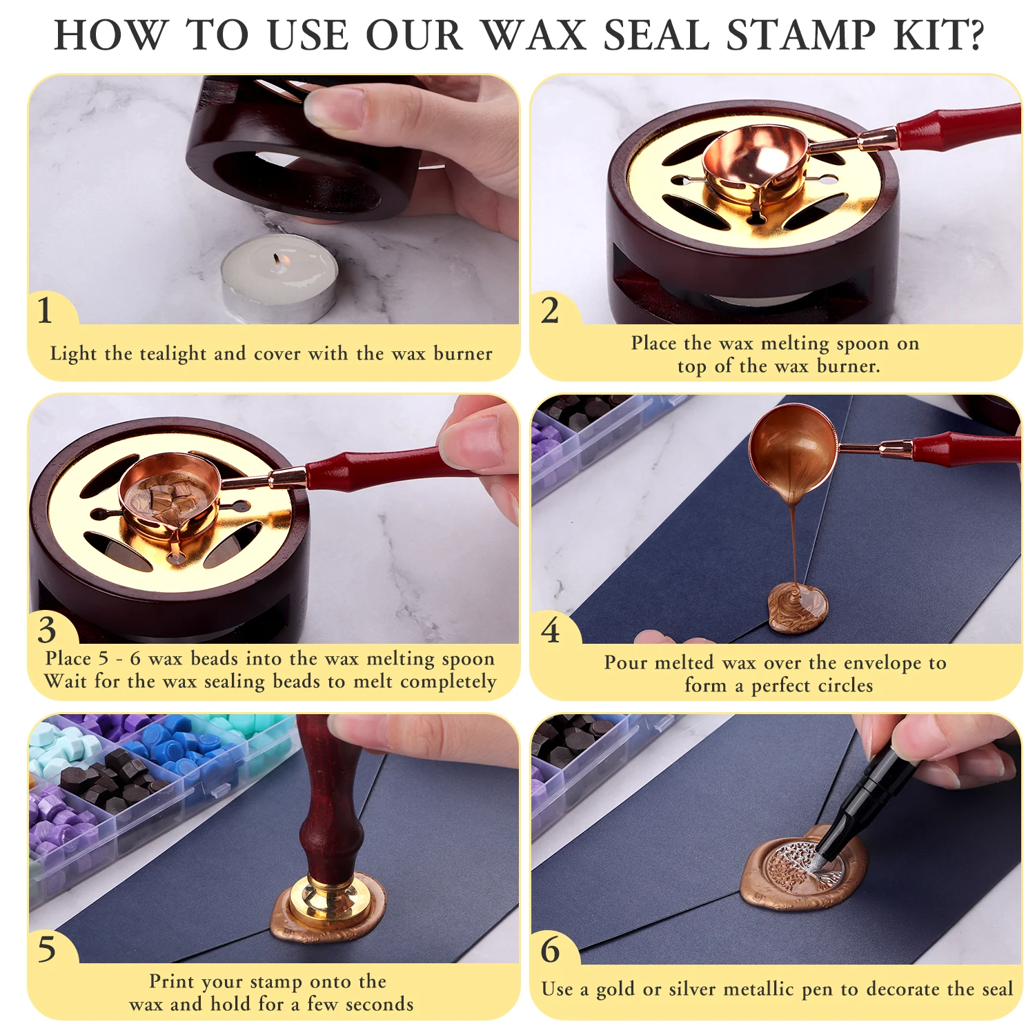 ชุดตราประทับขี้ผึ้ง DIY อุปกรณ - Wax Seal Stamp Kit บทวิจารณ์และราคา