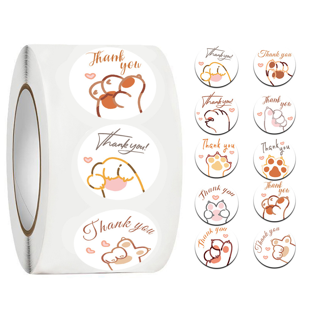 สติกเกอร์ขอบคุณลายการ์ตูนอุ้งเ - Sticker Label Roll บทวิจารณ์และราคา