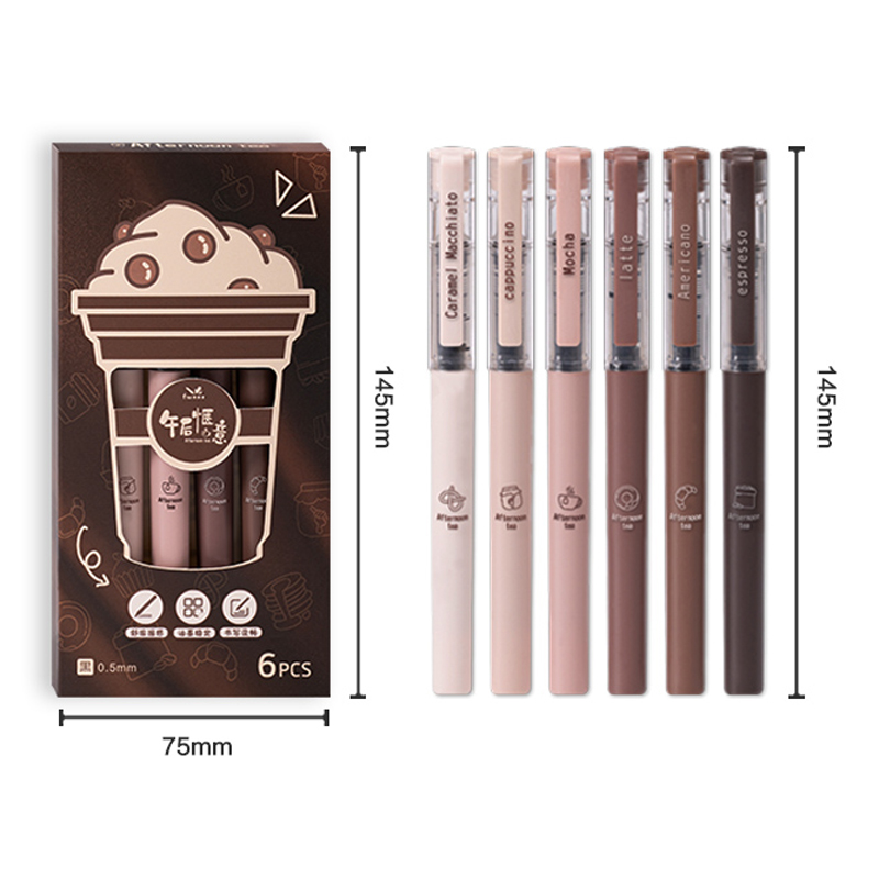 ปากกาเจลชุดน้ำชายามบ่าย 6 ด้าม - Gel Ink Pen Set บทวิจารณ์และราคา